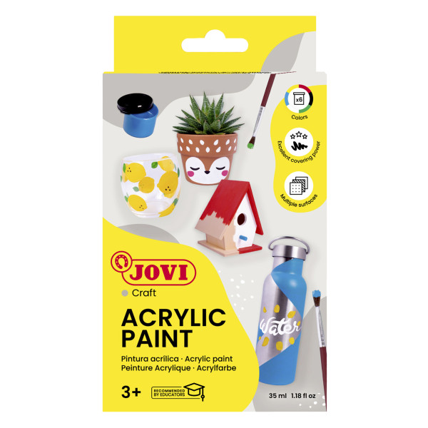 Peinture acrylique - Enfant - Scolaire - Arts plastiques - 6 pots de 55ml - Jovi