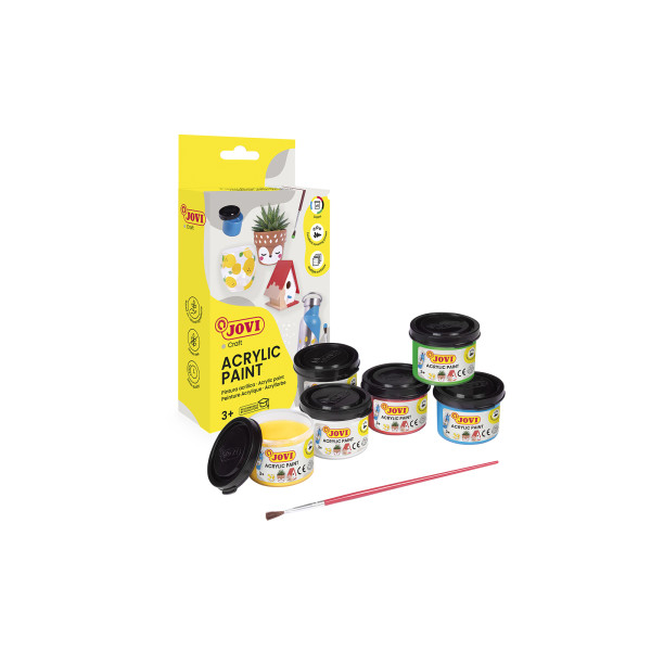 Peinture acrylique - Enfant - Scolaire - Arts plastiques - 6 pots de 55ml - Jovi