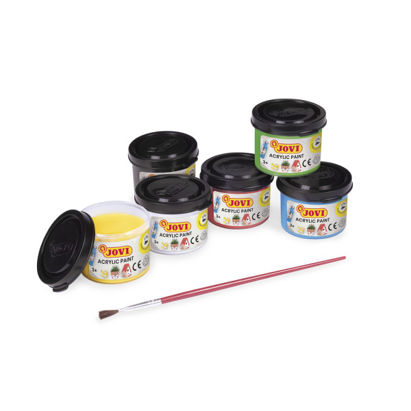 Peinture acrylique - Enfant - Scolaire - Arts plastiques - 6 pots de 55ml - Jovi
