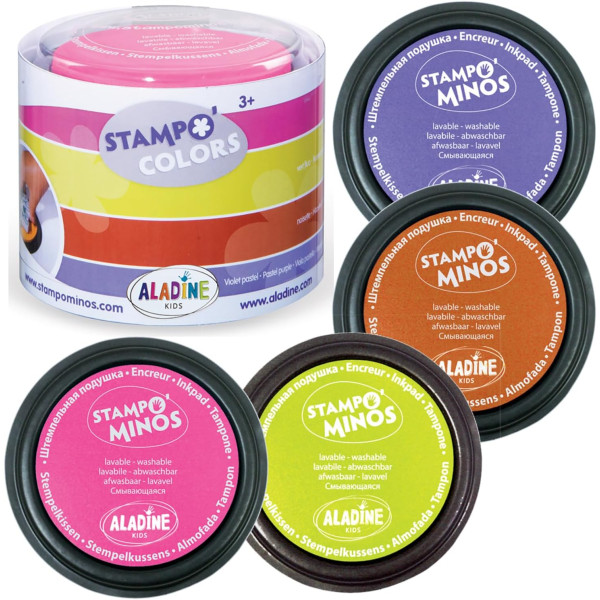 Aladine Stampo Minos Licornes – Kit 16 Tampons + Encreur Géant Lavable – Créativité Enfants Dès 3 Ans