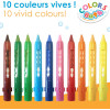 Crayons de coloriage - Pour le bain - Effaçable à l'eau - 10 couleurs - Aladine