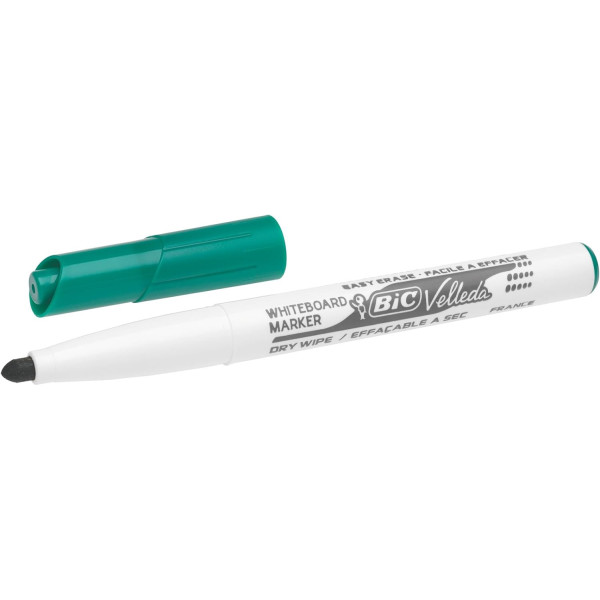 12 marqueurs - Vert - Pour tableaux blancs - Effaçable - Velleda 1741- Bic