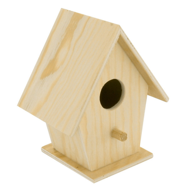 Photo - Nichoir avec découpe ronde - Bois - A poser - A décorer - 10 x 8 x 6 cm - Ctop