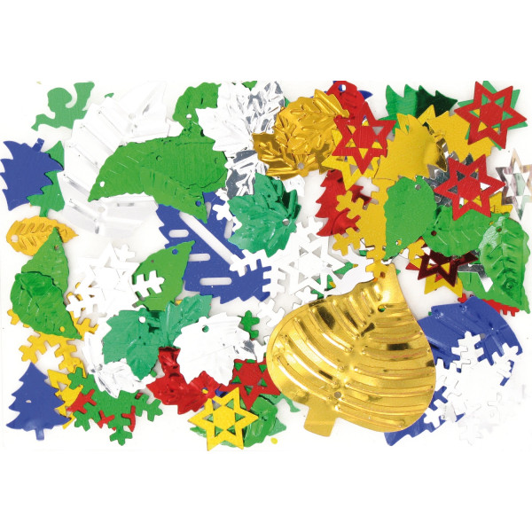 photo - Sequins - Méga paillettes - Assortiment de formes - Multicolores - 50g - Ctop