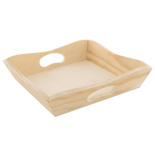 Photo - Plateau carré - Bois - A décorer - 20 x 20 x 5 cm - Ctop