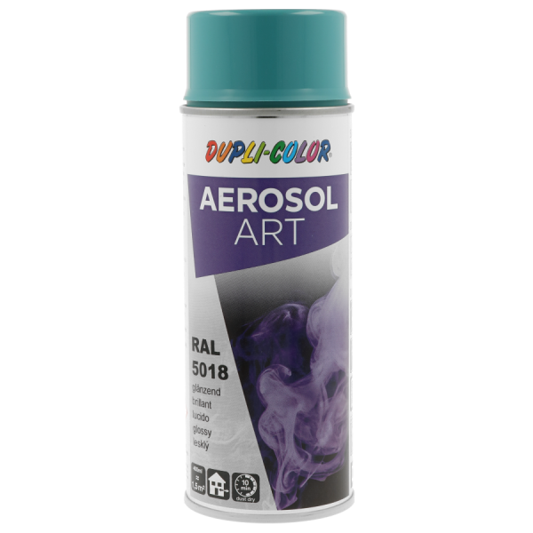 photo-Bombe de peinture - Bleu turquoise - RAL 5018 - Brillant - Tous supports - Aérosol Art