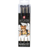 photo - 3 feutres - Noir - Dessin - Manga - Assortiment de pointes - Sakura - Pigma Micron