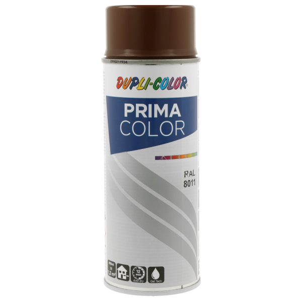 photo-Bombe de peinture acrylique - Marron noyer - RAL 8011 - Brillant - Tous supports - Prima Color - 400ml