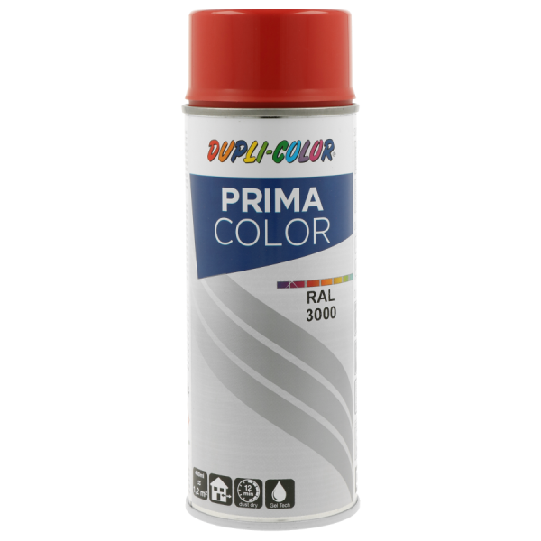 photo-Bombe de peinture acrylique - Rouge feu - RAL 3000 - Brillant - Tous supports - Prima Color - 400ml