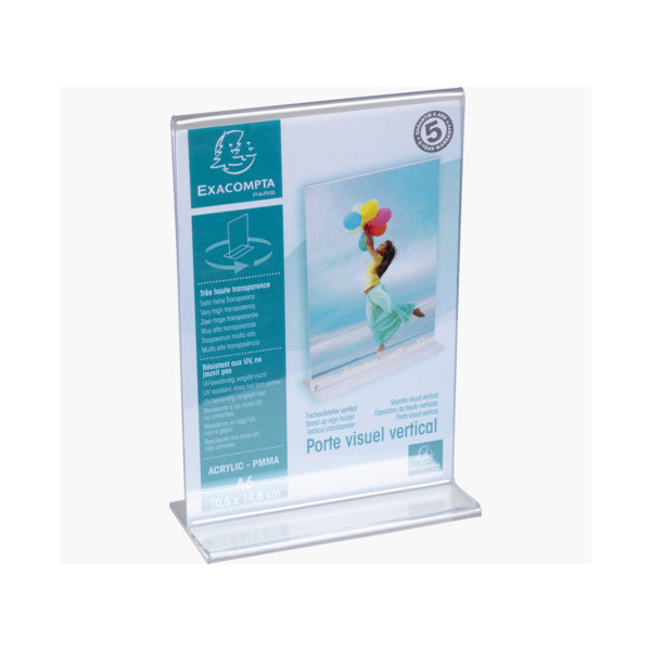 Porte-visuel - Présentoir - A6 - Droit - Transparent - Pour photo, menu, document