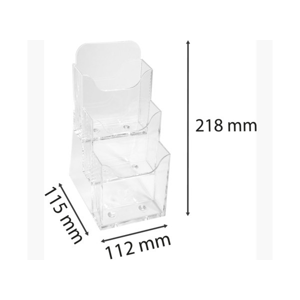 Distributeur - Présentoir - Prospectus - DL - 3 compartiments - Transparent