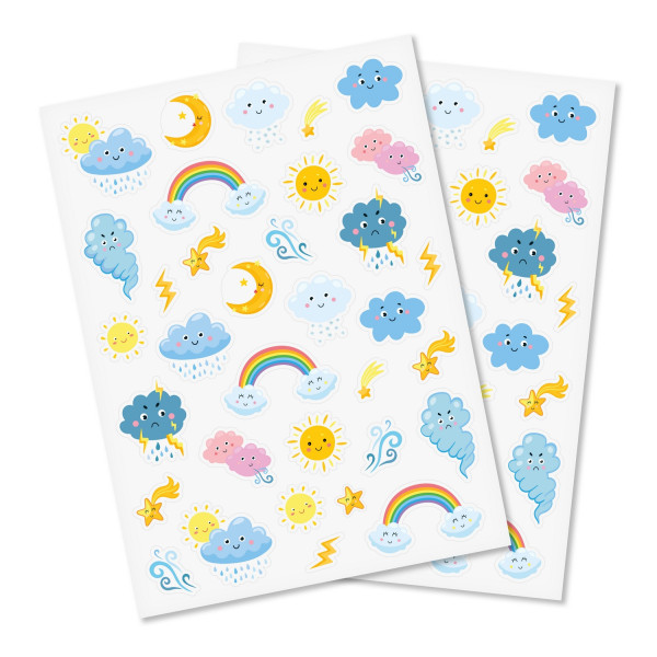 photo-Gommettes - Météo - Soleil - Lune - Nuages - Pluie - 110 pièces - Enfant