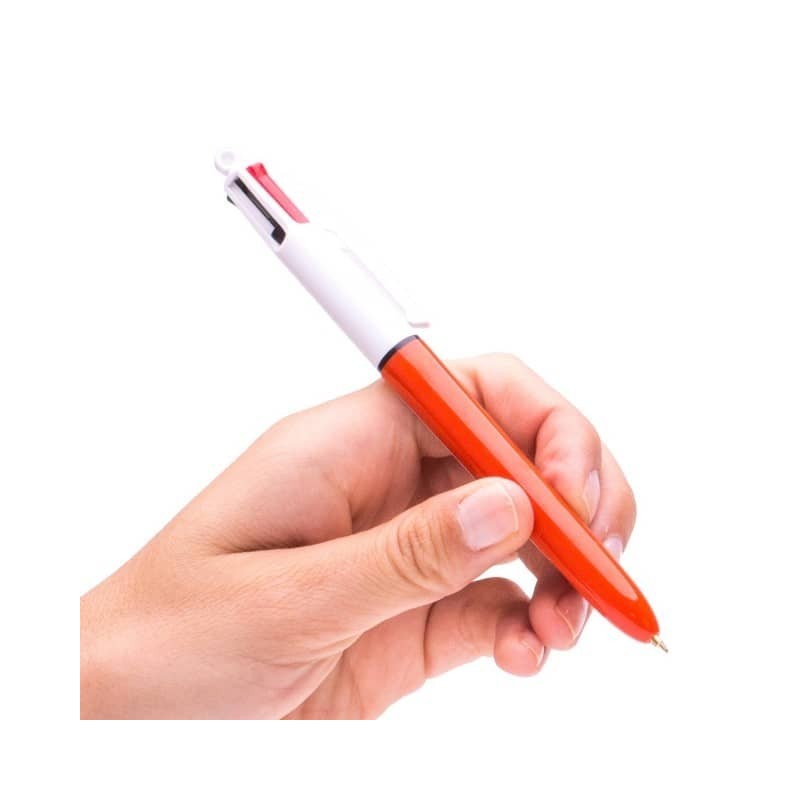 Stylo Bic - 4 Couleurs - Pointe Fine - Corps Orange | Surdiscount