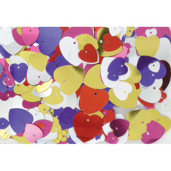 Sequins - Méga paillettes - Cœurs - Multicolores - 50g - Ctop