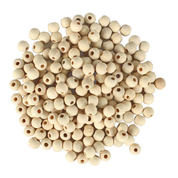 Perles en bois brut - Rondes - 8 mm de diamètre - 35 g - Ctop