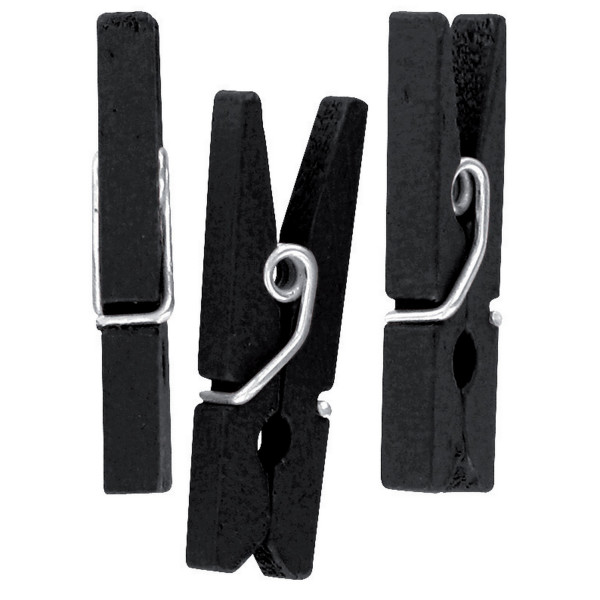 photo - Mini pinces à linge - Bois - Noir - 25 x 0,3 mm - 50 pièces
