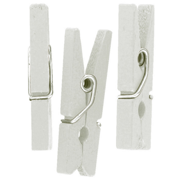 photo - Mini pinces à linge - Bois - Blanc - 25 x 0,3 mm - 50 pièces