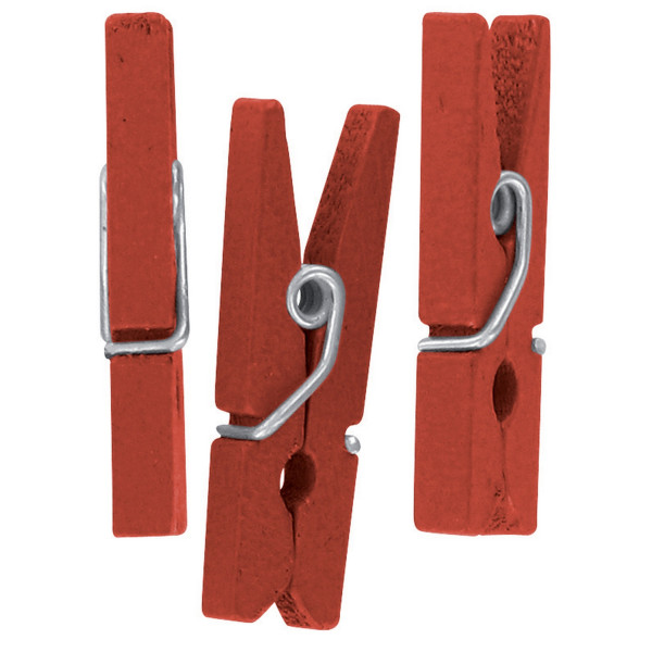 photo - Mini pinces à linge - Bois - Rouge - 25 x 0,3 mm - 50 pièces