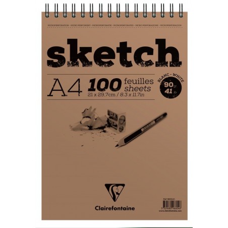 photo-Bloc - Dessin - Croquis - A4 - Avec spirale - 100 feuilles - Sketch - Clairefontaine
