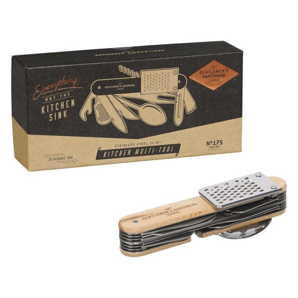 photo-Ustensiles de cuisine - Pour camping et randonnée - 12 en 1 - Manche en bois
