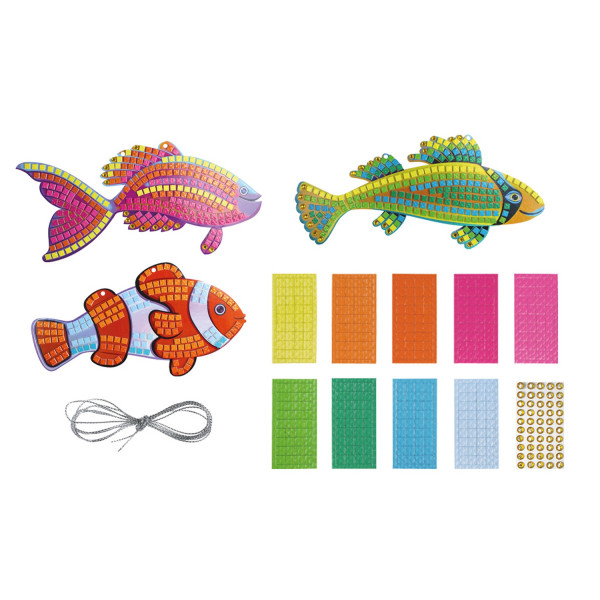 photo - Kit loisirs créatifs enfant - Mosaïque poissons - A décorer et suspendre - 3 modèles