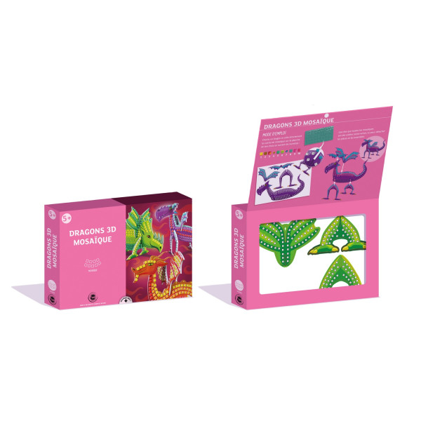 photo - Kit loisirs créatifs enfant - Mosaïque dragons - 3D - 3 modèles