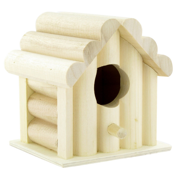 photo - Nichoir avec rondin - Bois - A décorer - 10,5x10x10,5 cm - Ctop