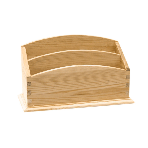 photo - Range-courrier - 2 compartiments - Bois - A décorer - 25x25,5x12 cm - Ctop