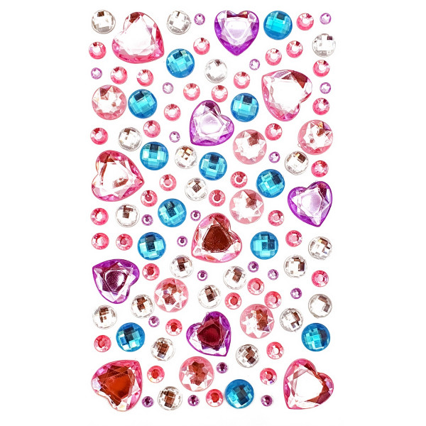 photo - Stickers - Strass adhésifs - Forme cœur - Couleurs pastel - 109 unités
