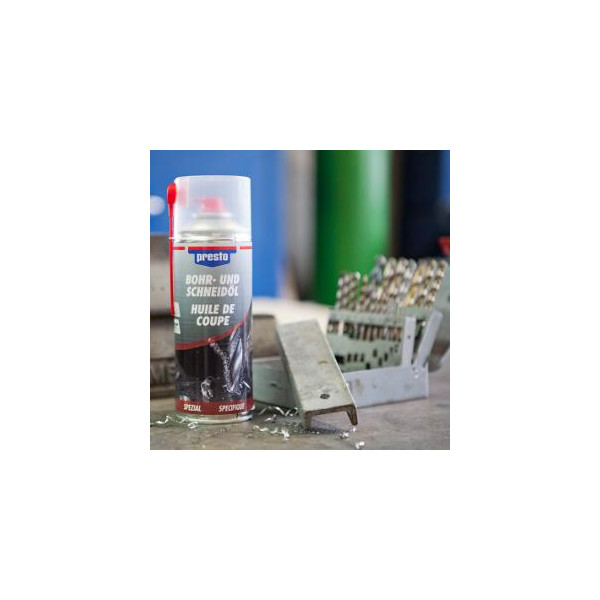 Huile de coupe - Evite la surchauffe des métaux - Lubrifie et protège - Presto - 400ml