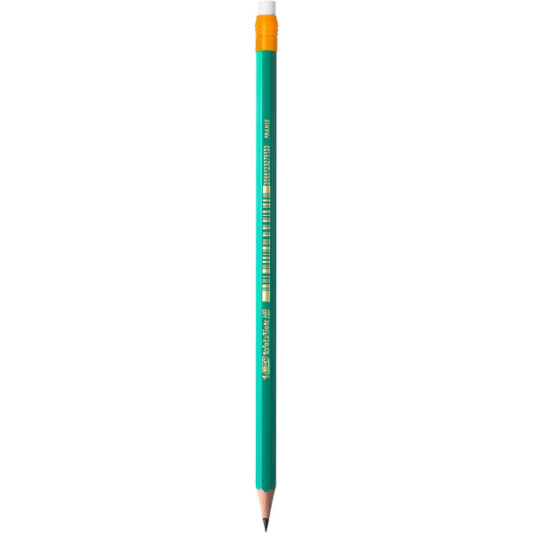 12 crayons à papier - HB - Avec embout gomme - Mine résistante - BIC - Evolution