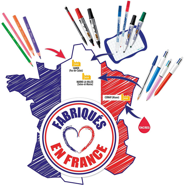 12 crayons à papier - HB - Avec embout gomme - Mine résistante - BIC - Evolution