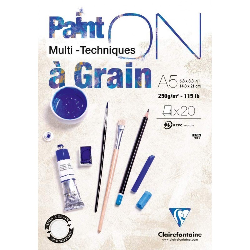 photo-Bloc - A5 - Multi techniques - A grain - 20 feuilles - 250g - Clairefontaine - Paint On