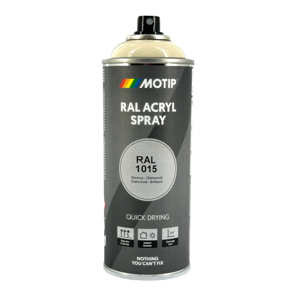 photo-Bombe de peinture - Ivoire clair - RAL 1015 - Brillant - Acrylique - Tous supports - MoTip - 400ml