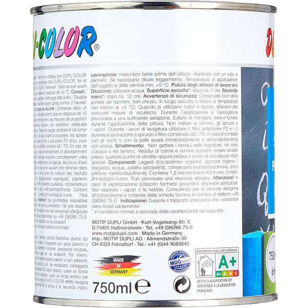Pot de peinture tableau noir - Noir - Duplicolor - 750 ml