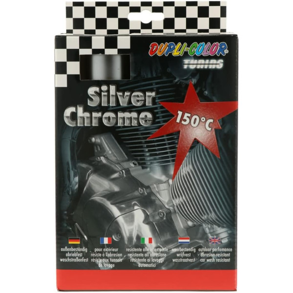 photo-Coffret - Bombes de peinture - Carrosserie - Chrome argent - Jusqu'à 150°C - Dupli-Color