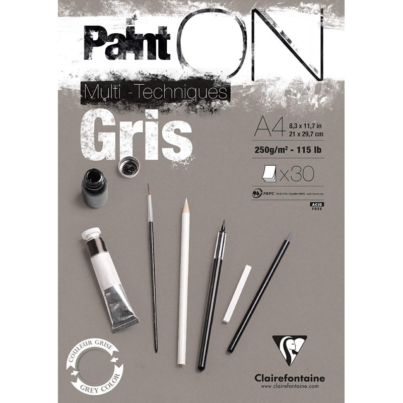 photo-Bloc - A4 - Multi techniques - 30 feuilles - 250g - Clairefontaine - Paint'On
