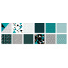 Papier pour origami - Motif graphique - Bleu/Vert/Blanc - 15x15cm - 24 feuilles