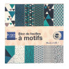 photo-Papier pour origami - Motif graphique - Bleu/Vert/Blanc - 15x15cm - 24 feuilles