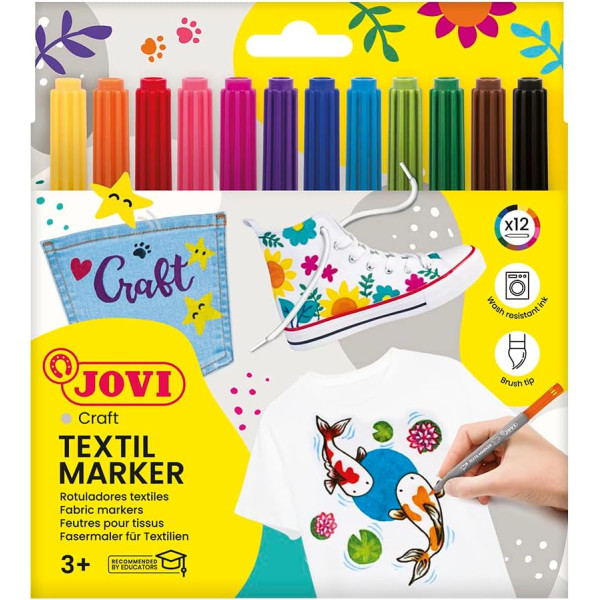 photo-Feutres - Permanent - Tissus - Vêtements - 12 couleurs - Jovi