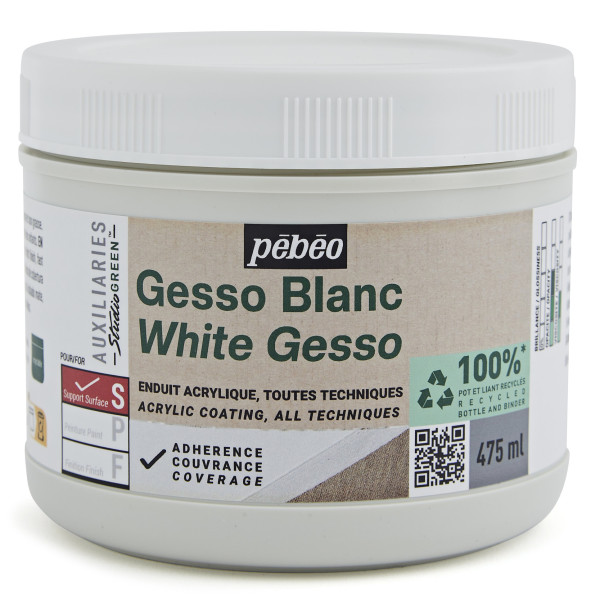 photo-Gesso - Blanc - Apprêt - Mate - Toutes techniques - Pébéo - 475ml