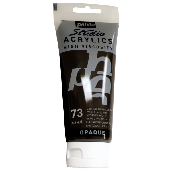 photo-Tube de peinture acrylique - Noir ivoire imitation - Pébéo - Studio - 100 ml