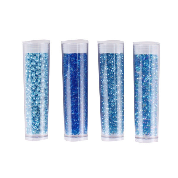 photo-Perles - Rocailles - Assortiment bleu ciel - 4 tubes de 8g - Bijoux