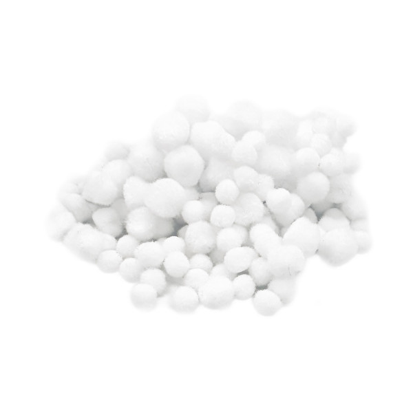 photo-Mini pompons - Blanc - Plusieurs tailles - Loisirs créatifs - Noël - 200 pièces