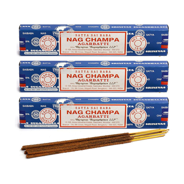 photo-Bâtons d'encens - Naturels - Indien - Nag Champ Sai Baba - Lot de 3 boîtes