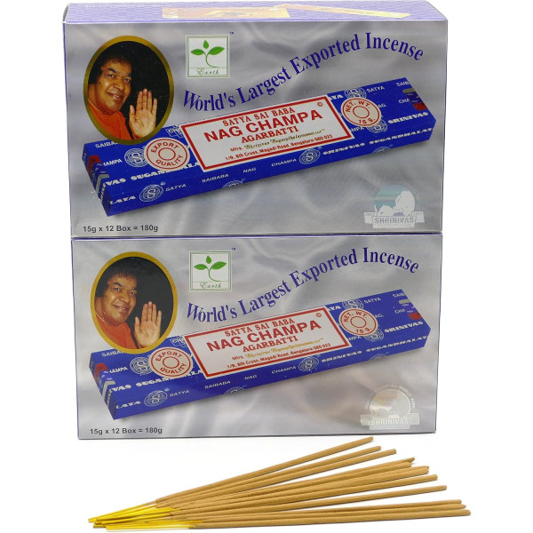 photo-Bâtons d'encens - Naturels - Indien - Nag Champ Sai Baba - Lot de 24 boîtes