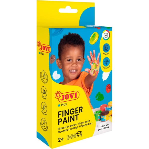 Peinture au doigt - Enfant - Dès 2 ans - 6 pots - 35ml - Couleurs assorties - Jovi