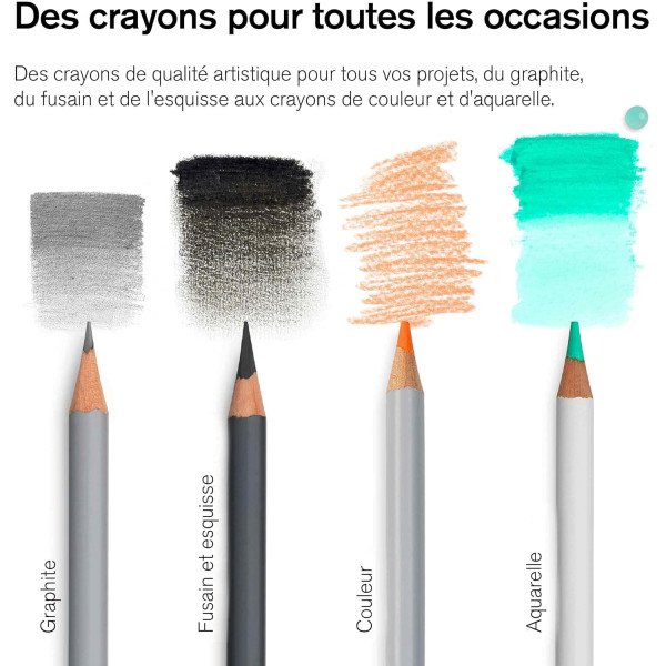 Coffret - Crayons de couleur - Graphite - Beaux-arts - Winsor et Newton - Collection - 45 pièces