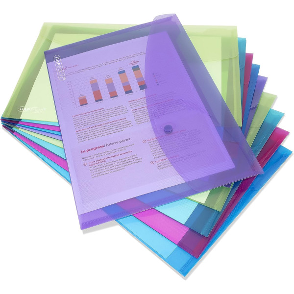 Pochettes - Bouton pression - A4+ - Semi-transparent - 10 unités - Rapesco