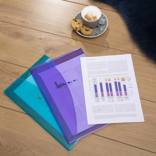 Pochettes - Bouton pression - A4+ - Semi-transparent - 10 unités - Rapesco
